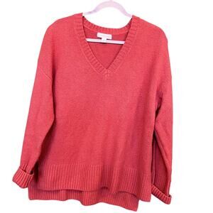 Treasure Bond Red Orange V-Neck Sweater Medium